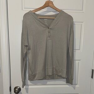 sonoma super soft light grey quarter button long sleeve top